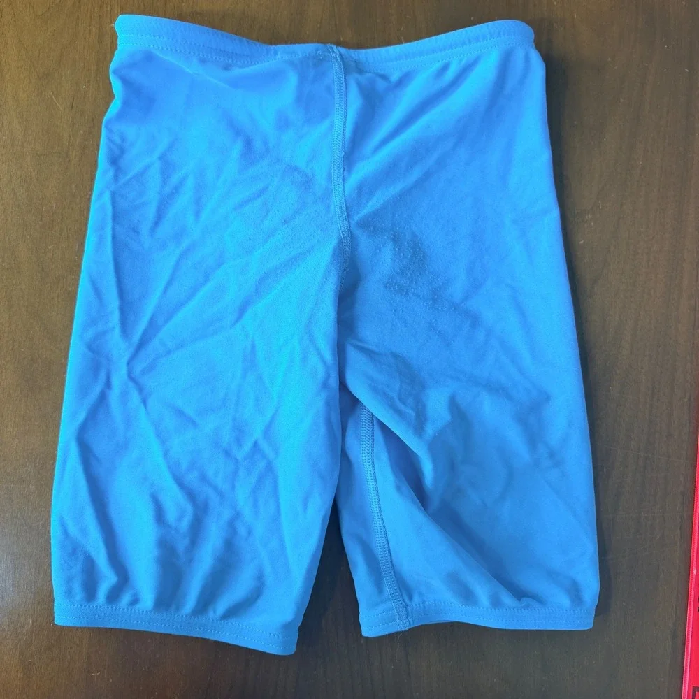Speedo Swim Jammers Boys Size 7 Blue Solid Performance Swimwear Athletic